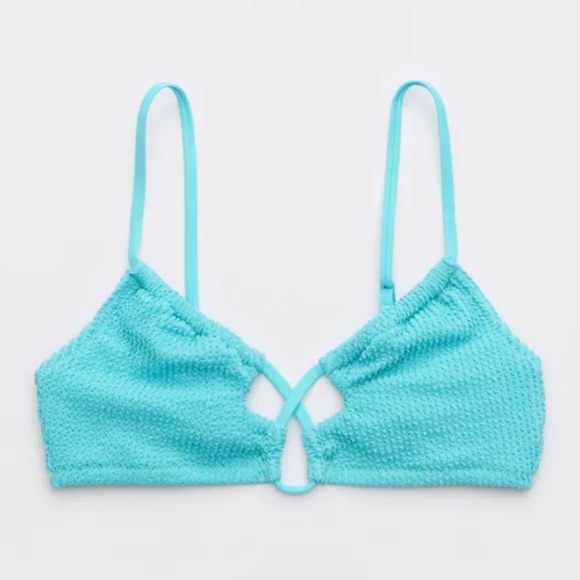 aerie Other - NWT Aerie Shimmery Crinkle Scoop Lace Up Bikini Top
